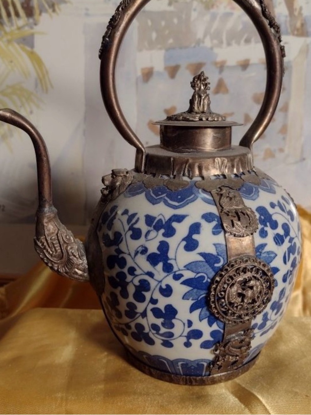 Blue and White Porcelain Decorative Teapot - Unbranded
